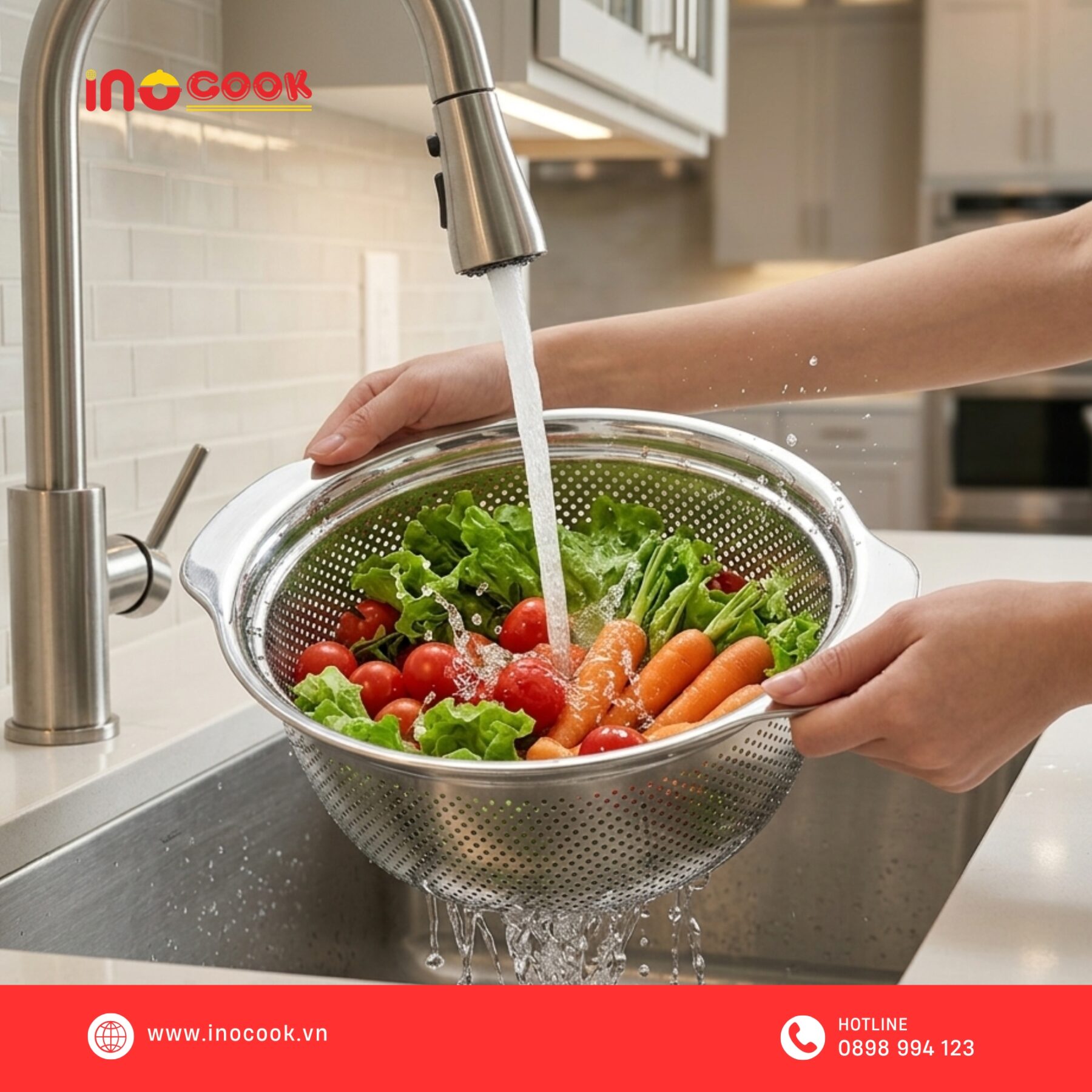 Bộ Rổ Chậu Inox 304 Inocook 23cm