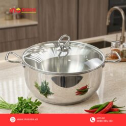 Chất liệu inox cao cấp của nồi Inocook sáng bóng, chống gỉ sét