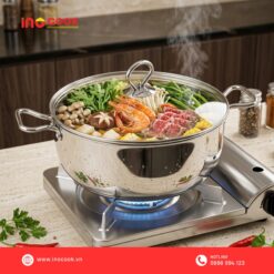 Nồi inox Inocook dáng bầu sang trọng, bền đẹp, dùng cho bếp từ