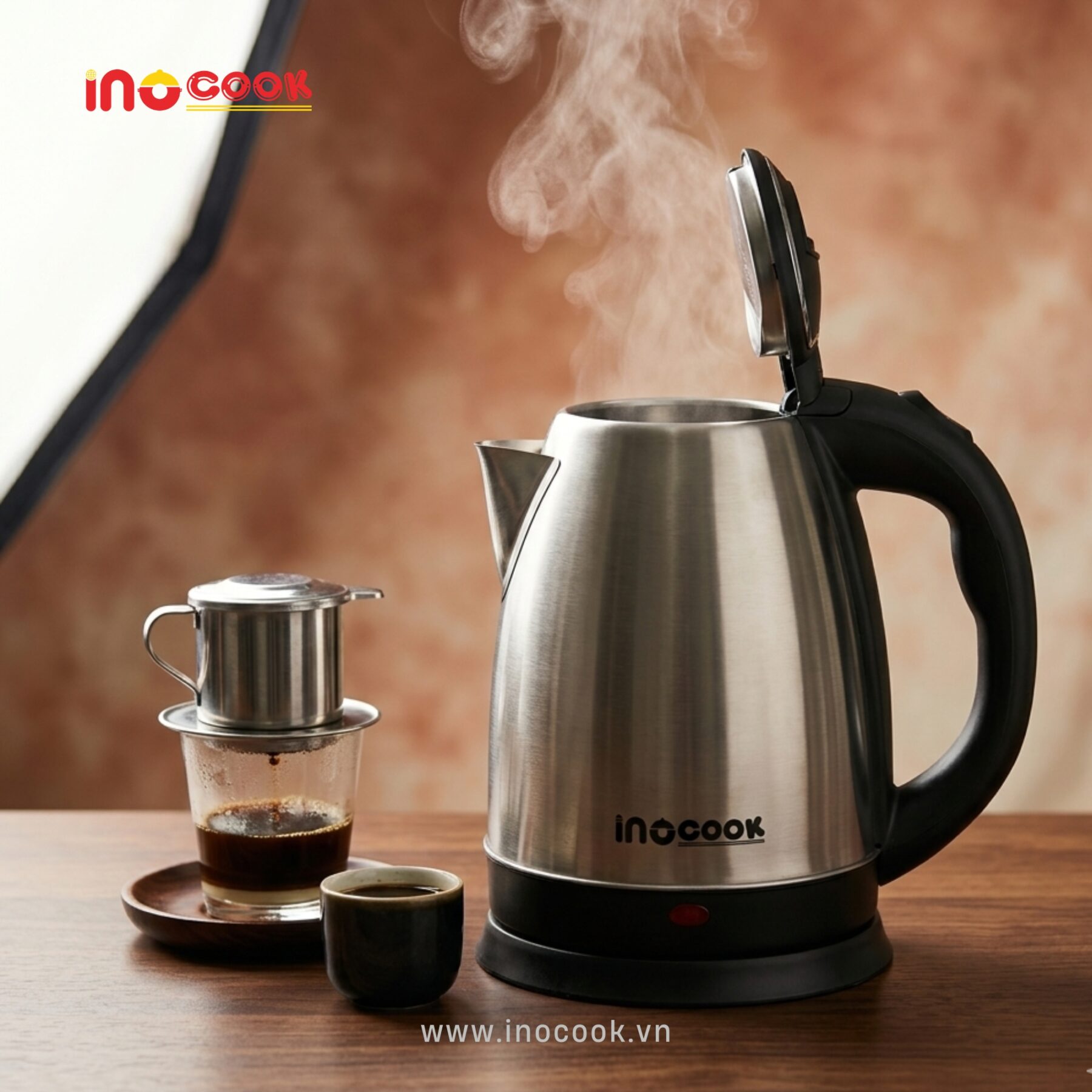Ấm siêu tốc Inocook 1.8L thiết kế hiện đại, phù hợp gia đình và văn phòng