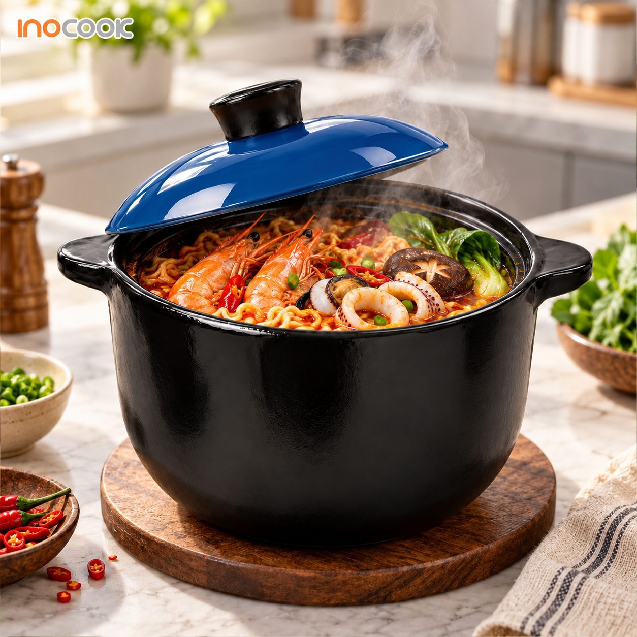 Nồi Sứ Dáng Sâu Phú Quý 2000ml INOCOOK - Giải Pháp Cho Bữa Cơm Gia Đình Trọn Vẹn Nồi Phú Quý Dáng Sâu Phù Hợp Cho Các Món Lẩu